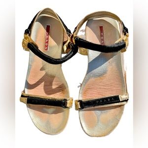 PRADA Women’s Sandals Size US 6 / EU 36 Strap Black Summer Beach Shoes